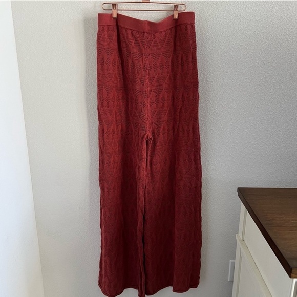 Anthropologie Flat White Knit Crochet Flare Pants Large - Picture 5 of 10